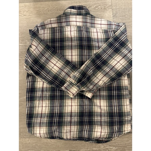 LL Bean Vintage Women's Flannel Shirt Small Green Plaid Button-Up 90s Y2K - Picture 7 of 7